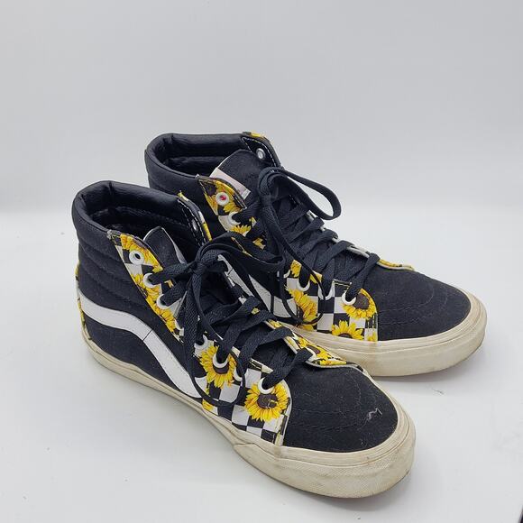 Vans Sk8-Hi custom shoes with a sunflower design women's size 8.5 - Picture 3 of 9